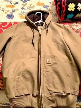 VTG Carhartt J130 MUS Mushroom Sandstone Active Jacket Quilt Lined Small 2010